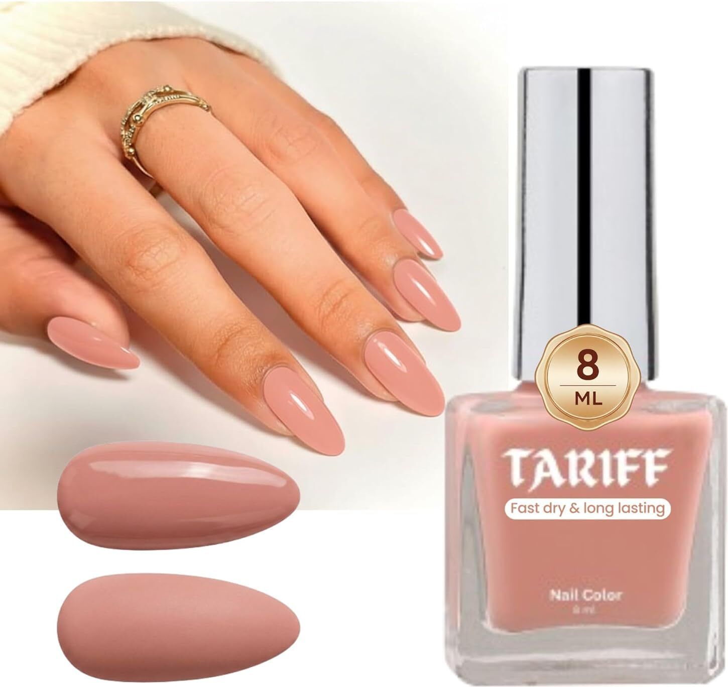 Blush Nude Pink Gloss Nail Polish 8ml Quick Dry Long Wear Nail Color-image-14