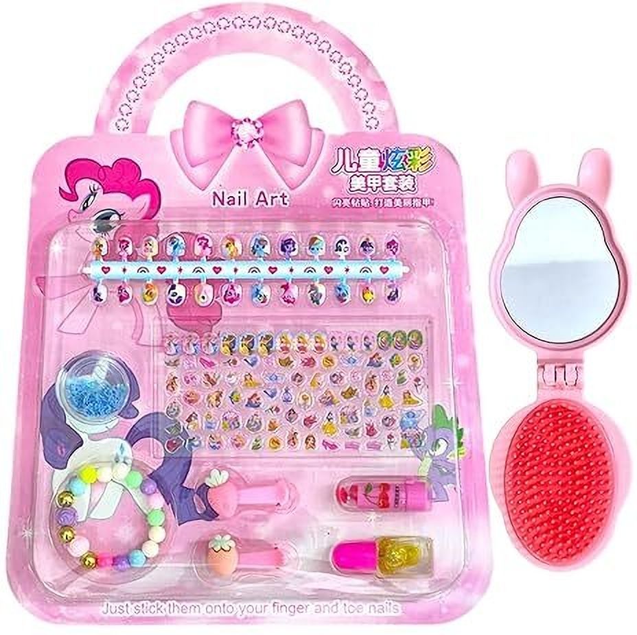 tera13 Unicorn Nail Art Kit For Girls Unicorn Gift Hair Brush With Mirror, Nail Patches-picture-44