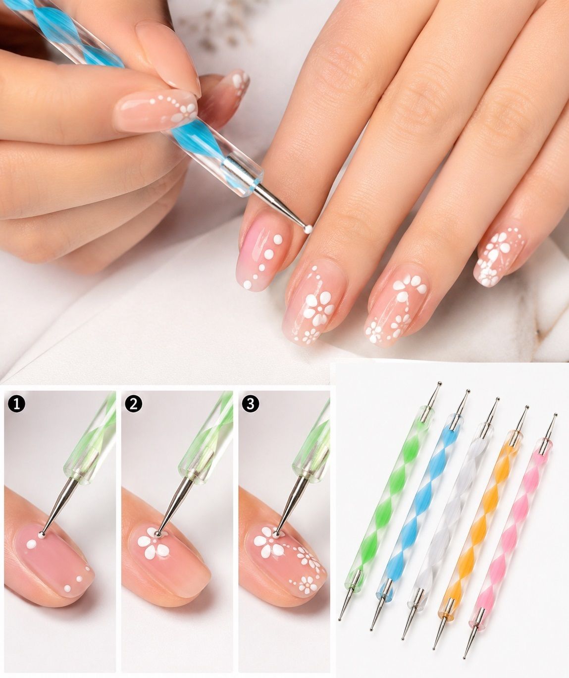 gabbu Nail Art Dotting Tool Set – Dual-Ended Acrylic Handles-picture-32