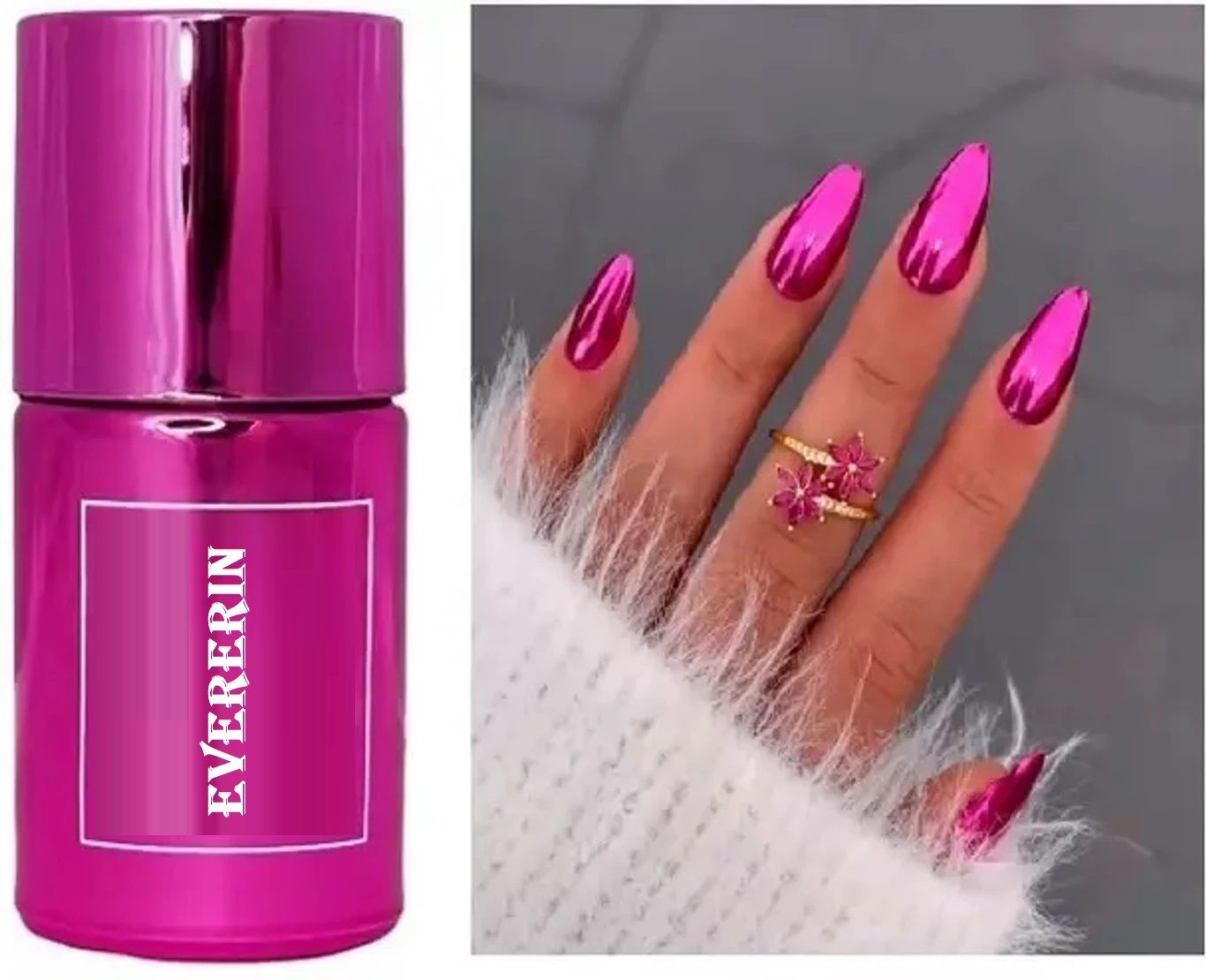 evererin Mirror Effect Dark Pink Nail Polish | Glossy Finish | Quick Dry Formula-picture-8