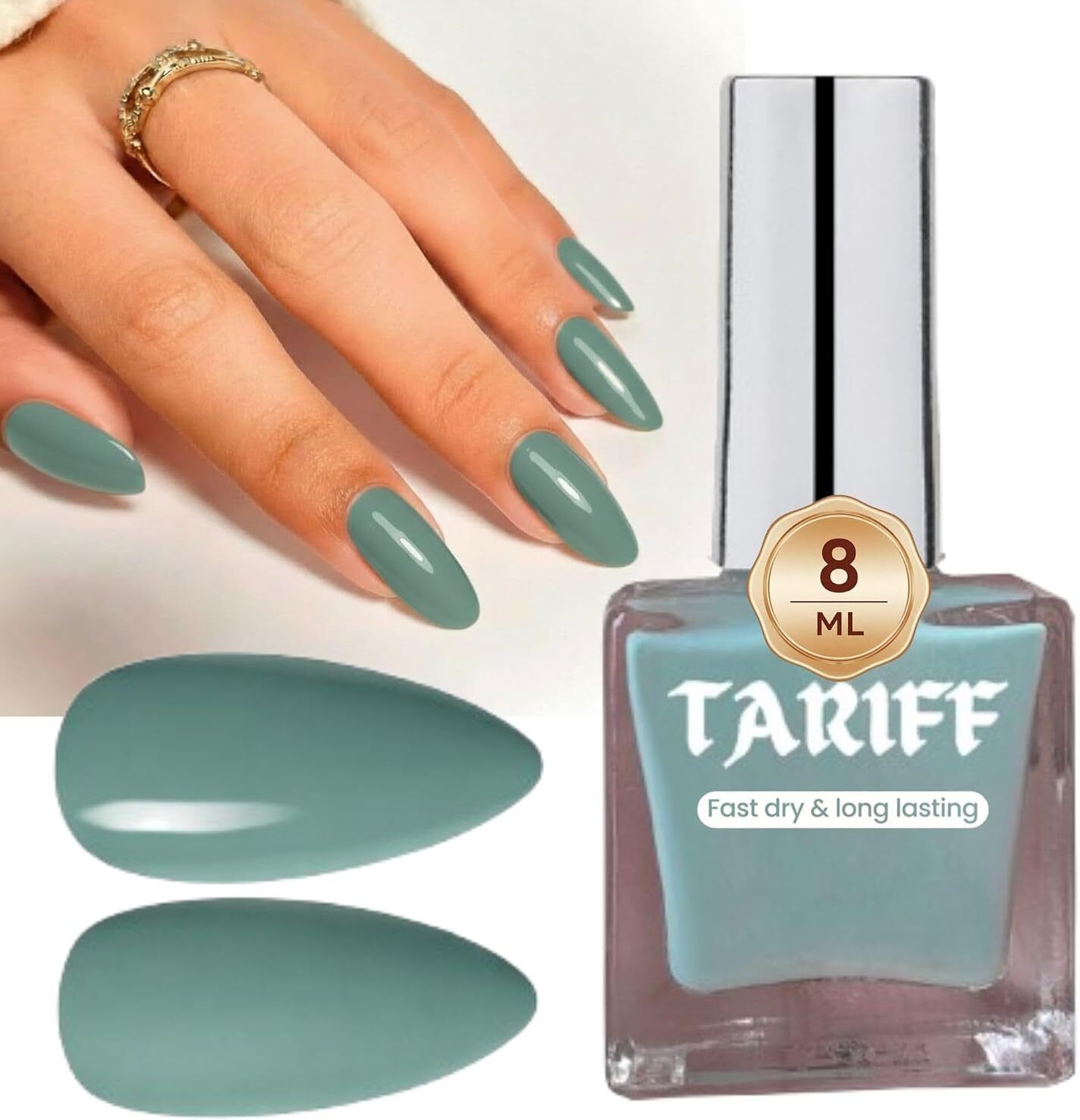 Sage Green Glossy Nail Color Fast Dry Long Lasting Nail Polish 8ml-image-38