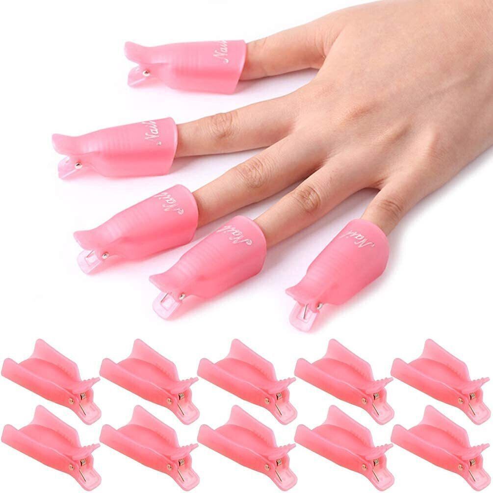 deqnail 10PCS Plastic Acrylic Nail Art Soak Off Cap Clip UV Gel Polish Remover Wrap Tool-picture-28
