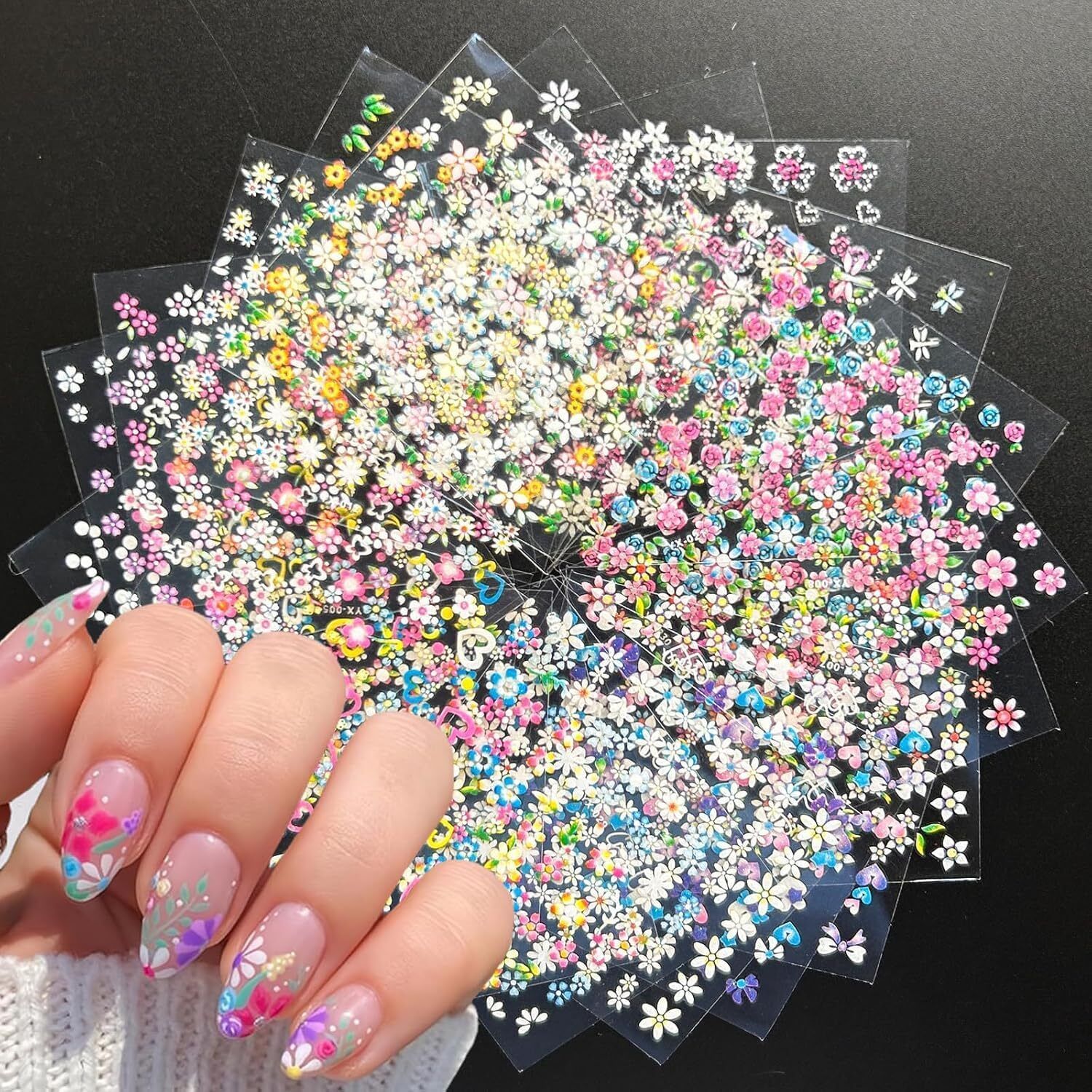 abstract Mini Flower Nail Art Stickers 30 Sheet (Multicolor)-picture-3