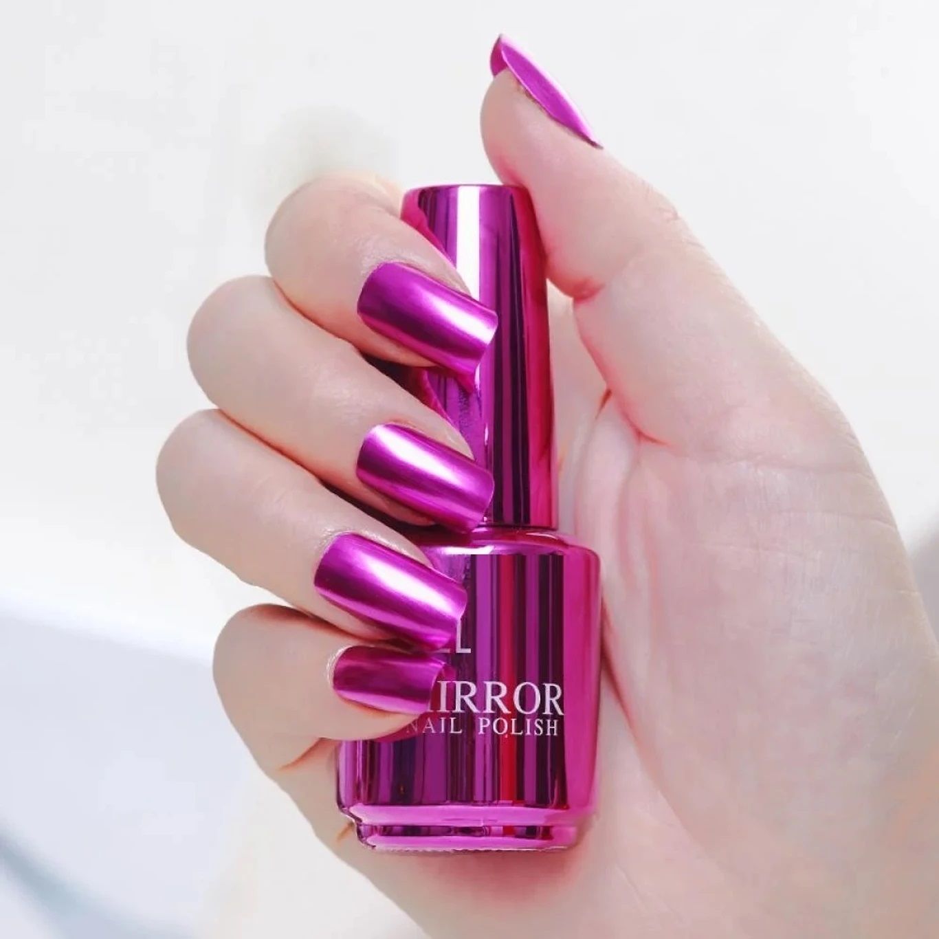 evererin Dark Pink Mirror Nail Paint | High Shine Metallic Nail Polish | Long Lasting-picture-4