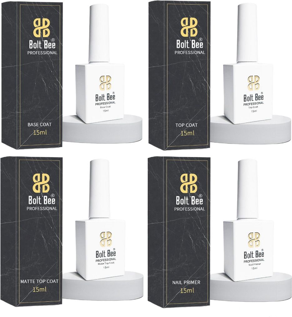 Pack Of 4- Uv Lamp Dry- Matte, Gloss Top Coat, Base Coat, Nail Primer.-image-2