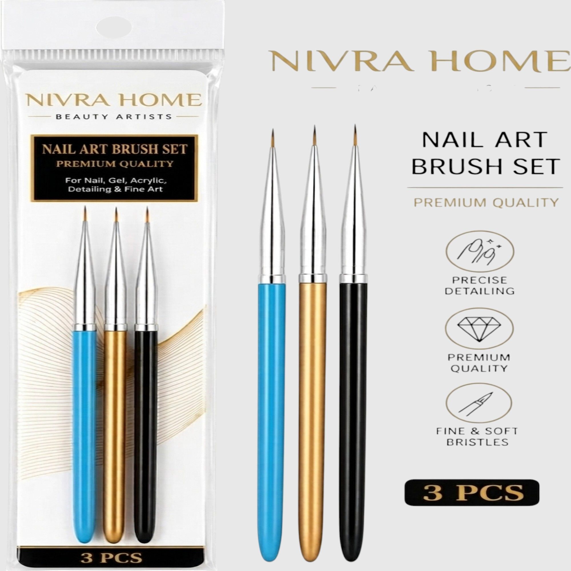 Nail Art Brush Set for DIY Nail Painting Fine Detail 3 PCS-image-21