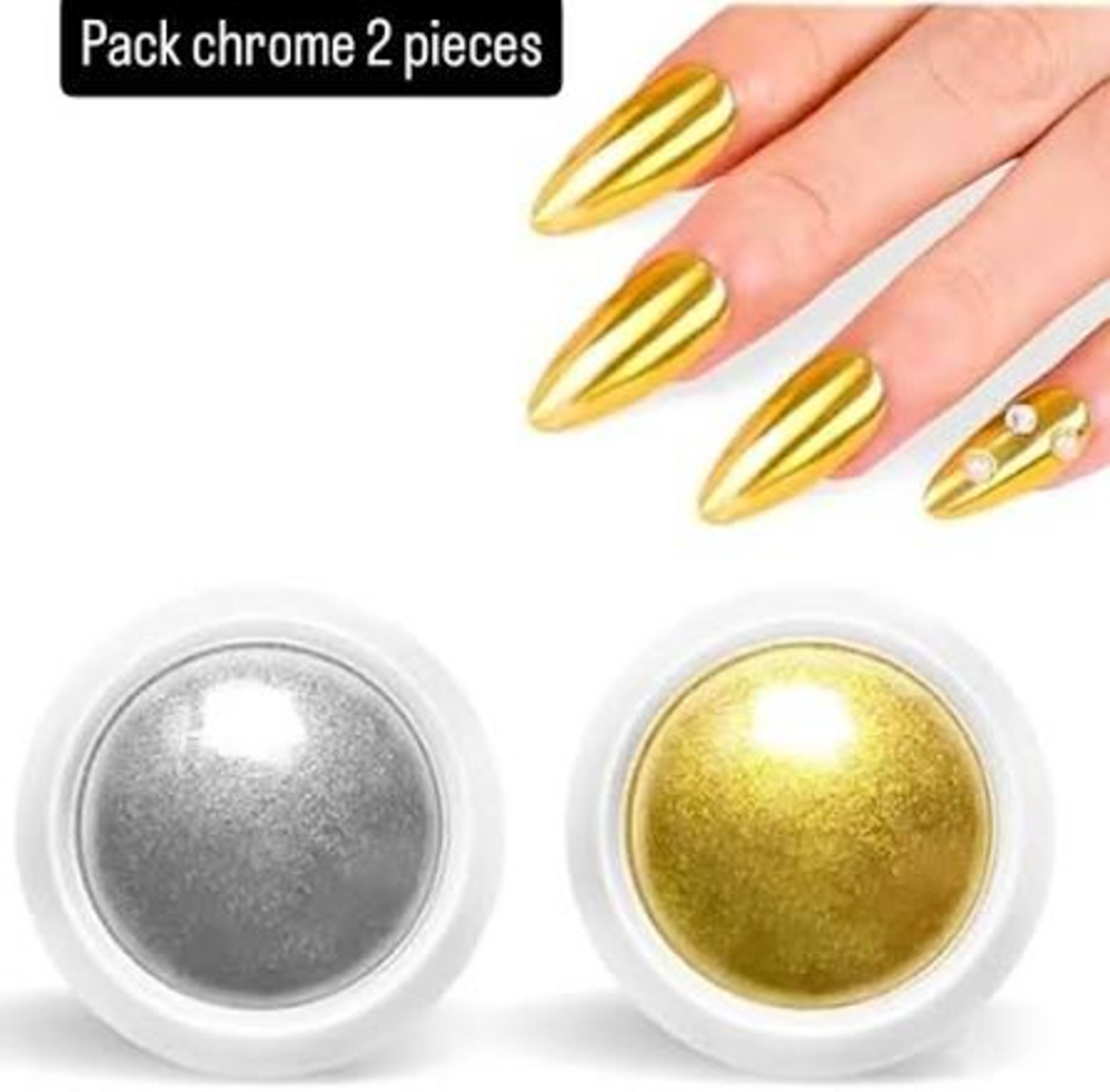 Gold & Silver Chrome Nail Powder, Mirror Effect Highly Pigmented-image-16