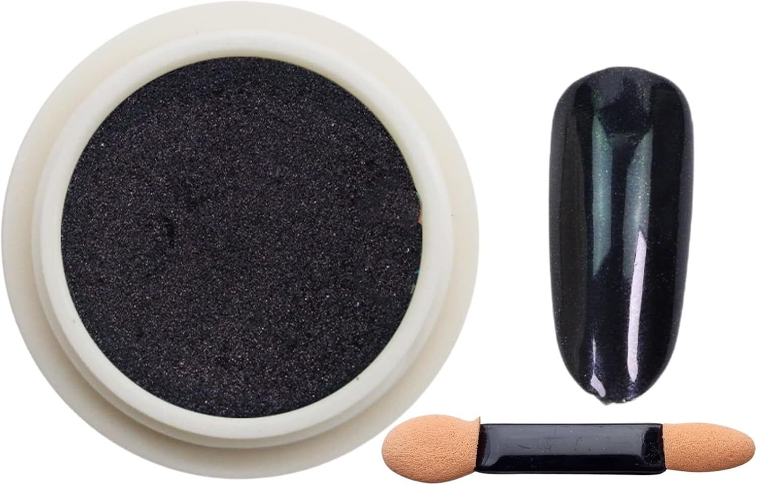 Chrome Nail Powder, Black Mirror Nail Powder - Glossy, Glitter & Mirror Effect-image-42