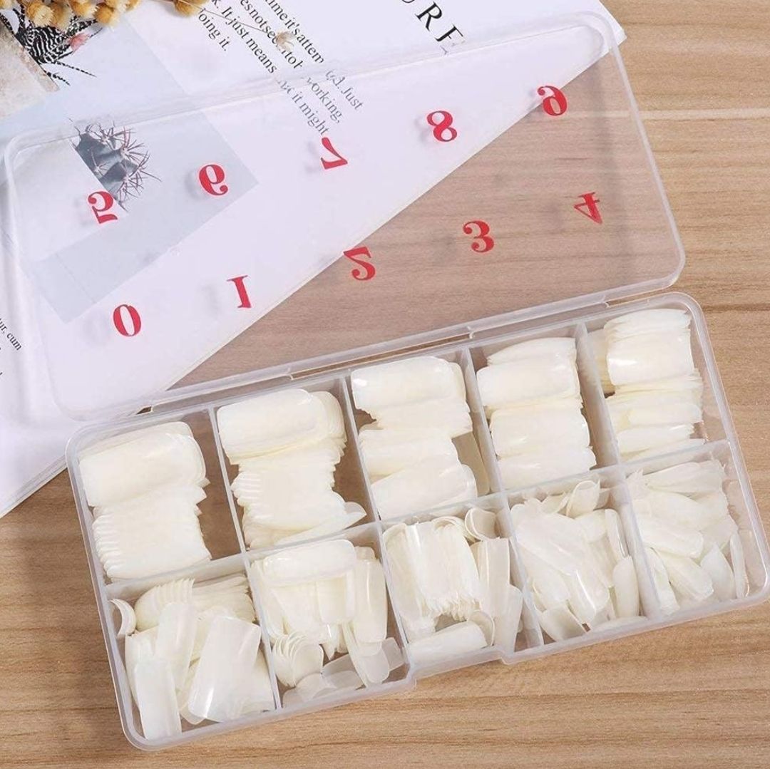500 Pcs French Long Acrylic False Artificial Natural Colour Nail Art Tips-image-4