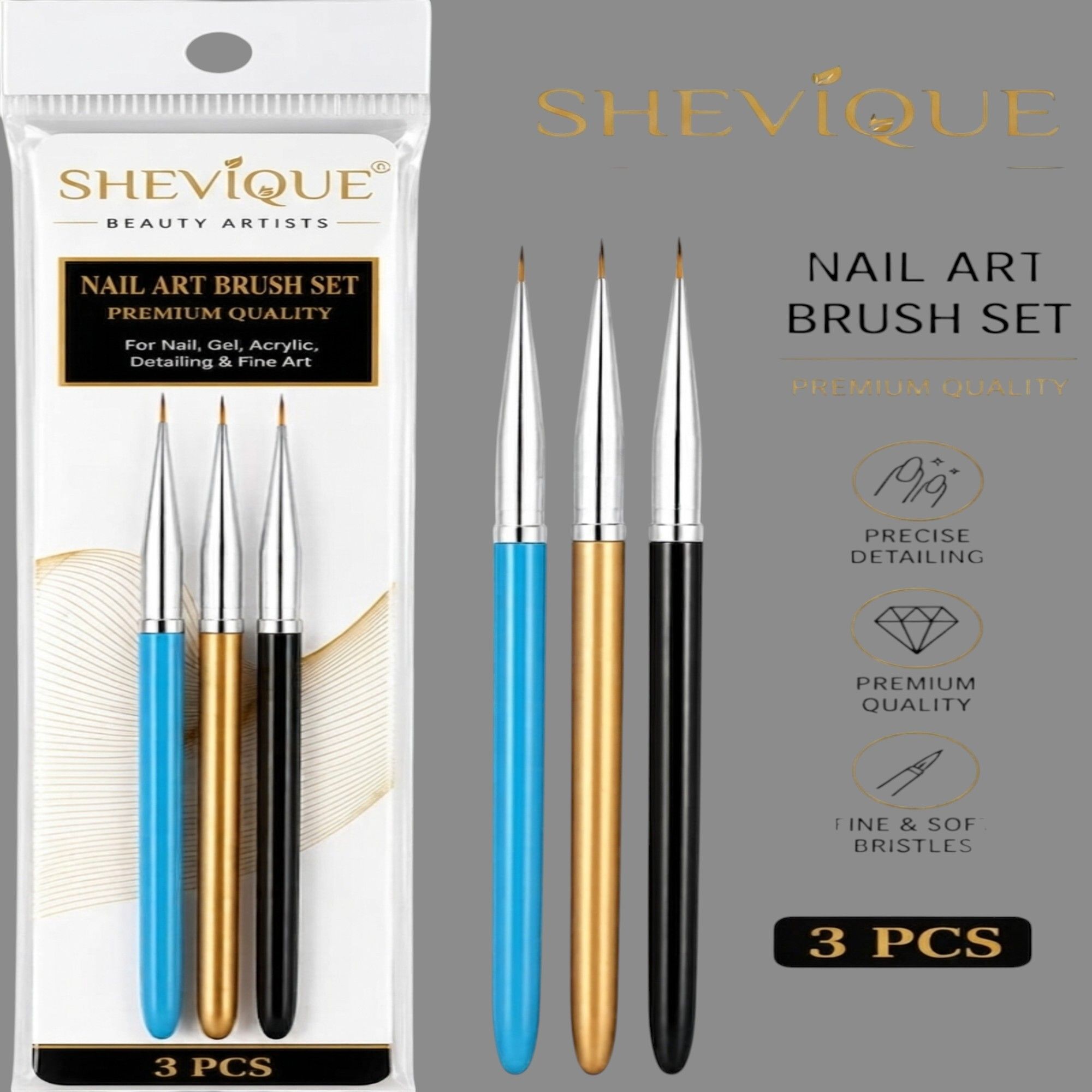 shevique 3 Pcs Nail Design Brush Set Thin Tip for Detailed Nail Art-picture-22