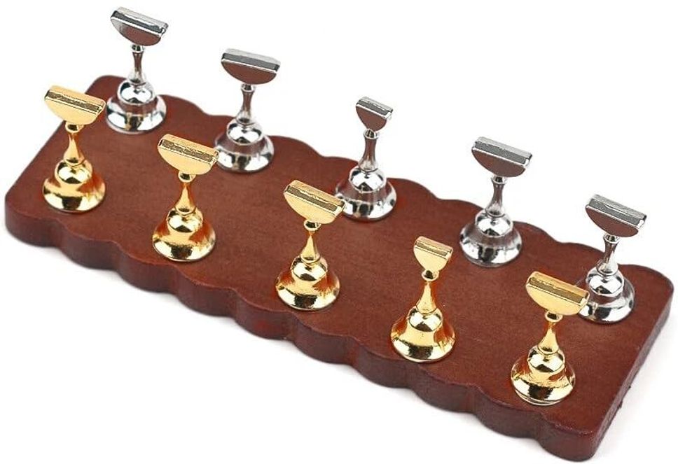 Wooden Nail Display Stand - Tip Practice Stand With Magnetic Holder for Nail Art