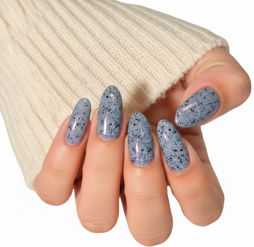 Grey Speckled Gloss Nail Polish 8 ml Long Lasting Quick Dry Finish-image-18