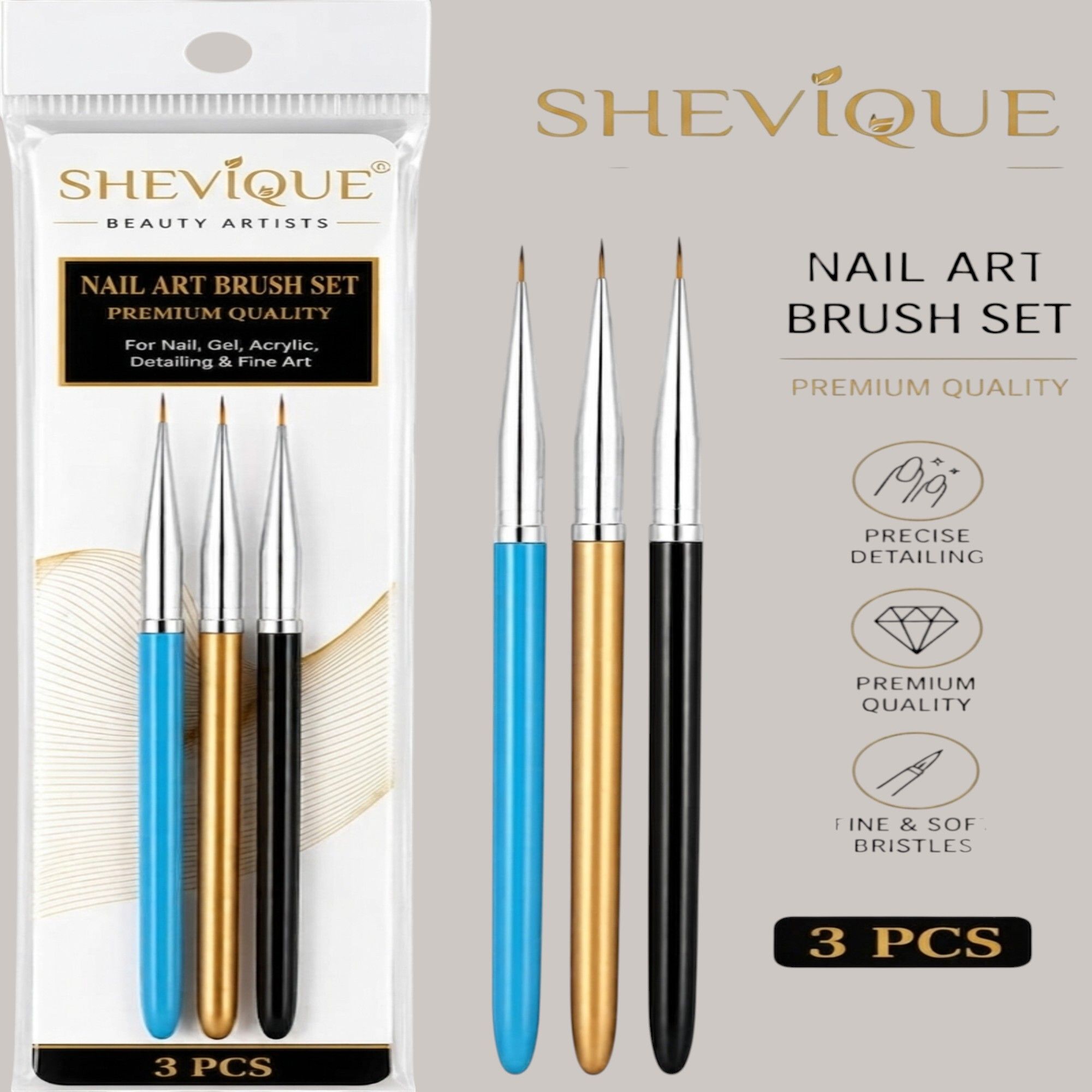 shevique 3 Pcs Thin Nail Art Brush Set for Fine Line Drawing and Detailing-picture-42