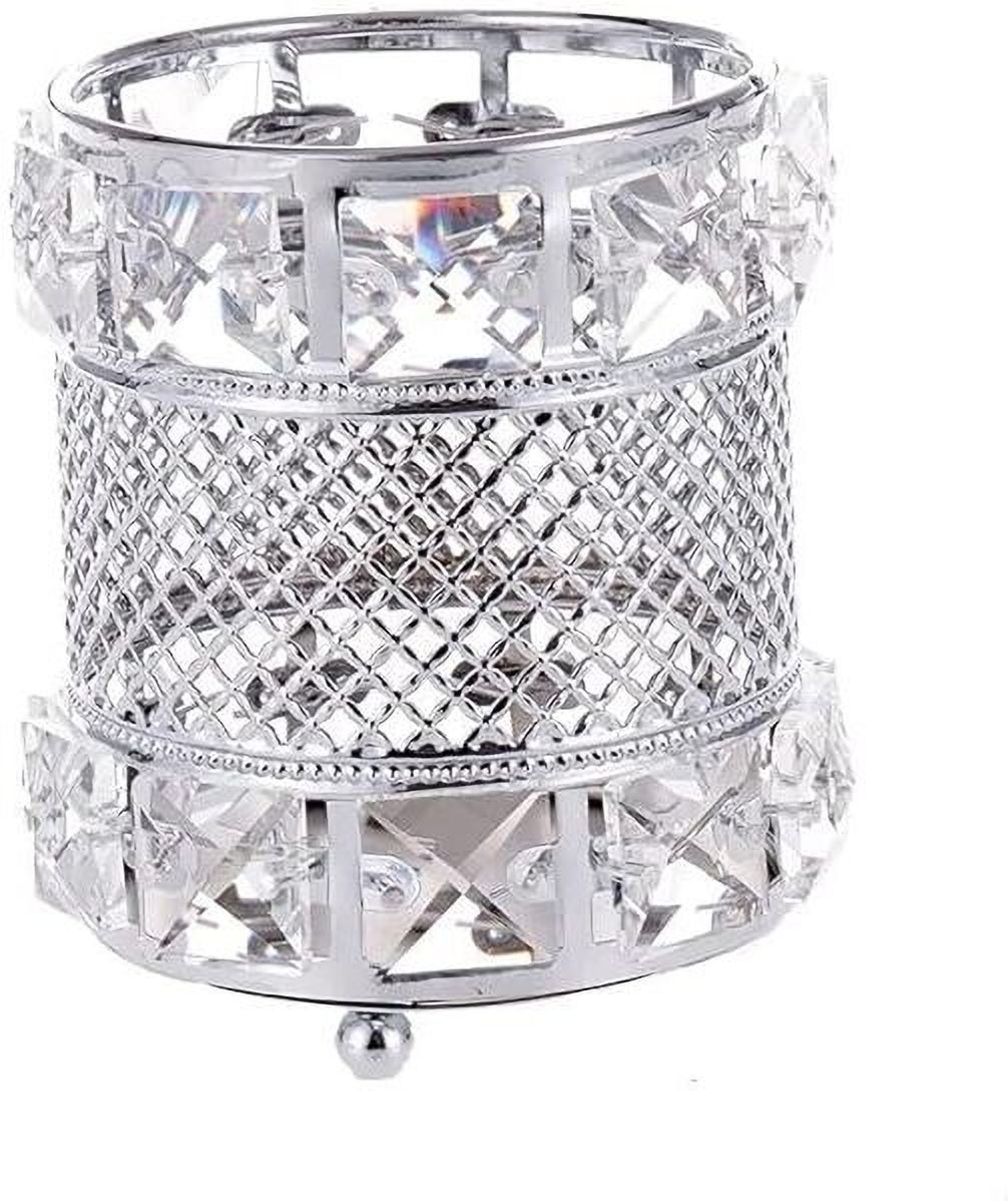 Premium Crystal Makeup Brush Holder & Multipurpose Desk Organizer Crystal, Iron 1 Pockets-image-18