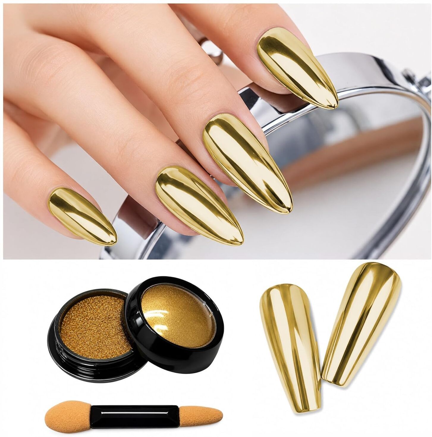 cypat Holographic Nail Powder for Nails Golden Unicorn Mirror Effect Glitter G-picture-1