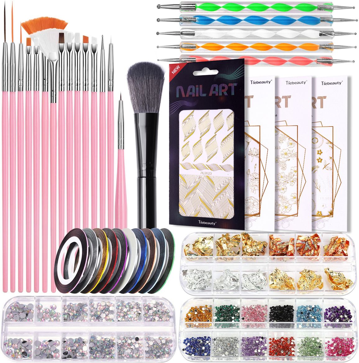 gustave Nail Art Kit for Girls with Brushes Stickers Glitter and Rhinestones Decor-picture-11