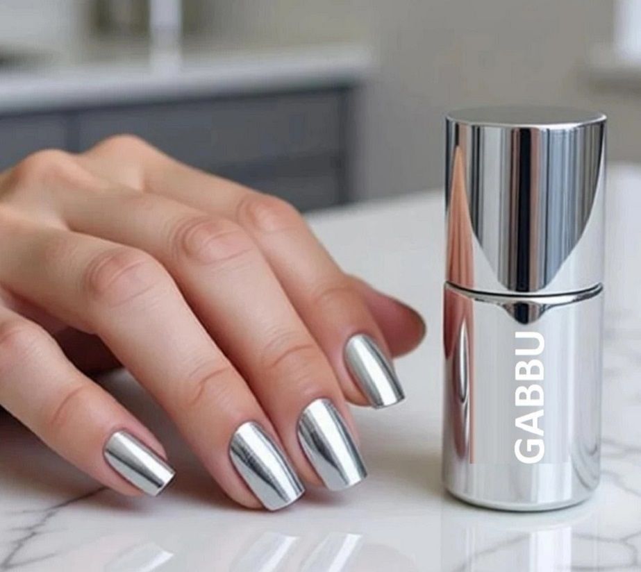 gabbu New Metallic, Mirror Nail-Polish Long Lasting, Quick dry Nail Polish-SILVER-picture-36