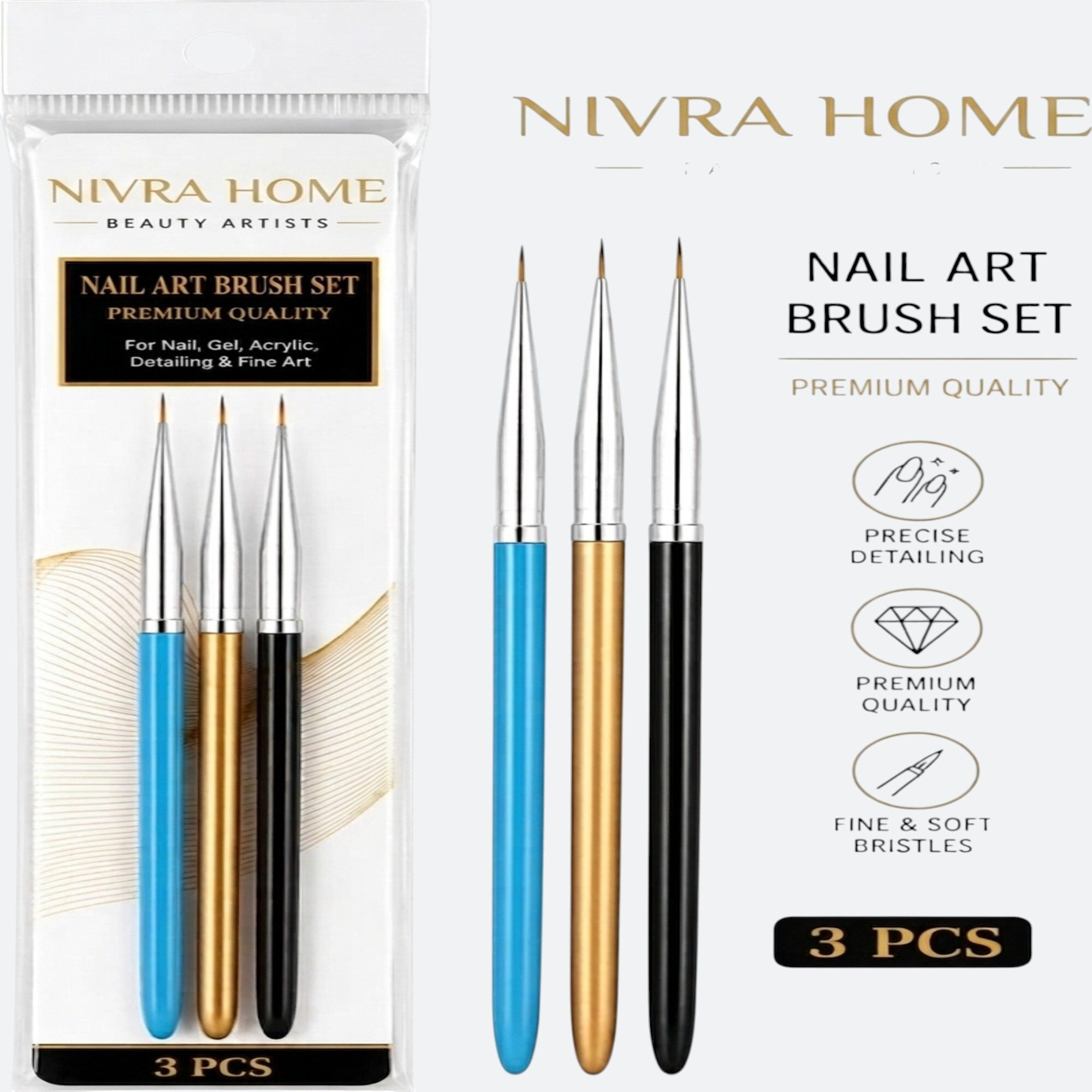 Nail Art Brushes for Gel Polish Acrylic UV Extension 3 PCS-image-45