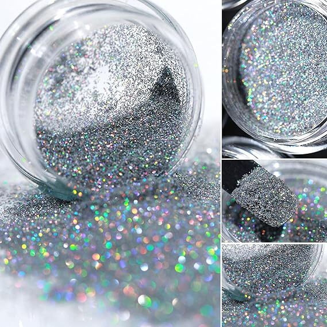 mahir glitter SILVER HOLOGRAPHICS GLITTER FOR NAIL ART AND EYE SHADOW MAKEUP 10 GM JAR-picture-15