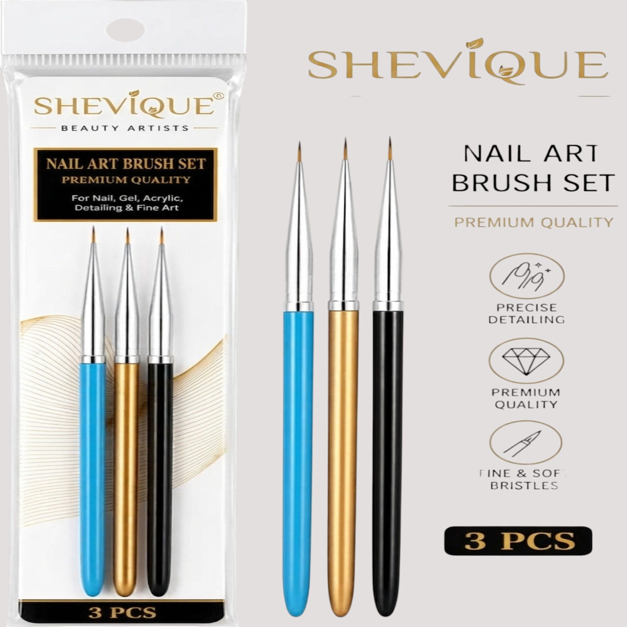 shevique Nail Art Painting Brushes Set of 3 for Nail Design and Gel Polish-picture-19