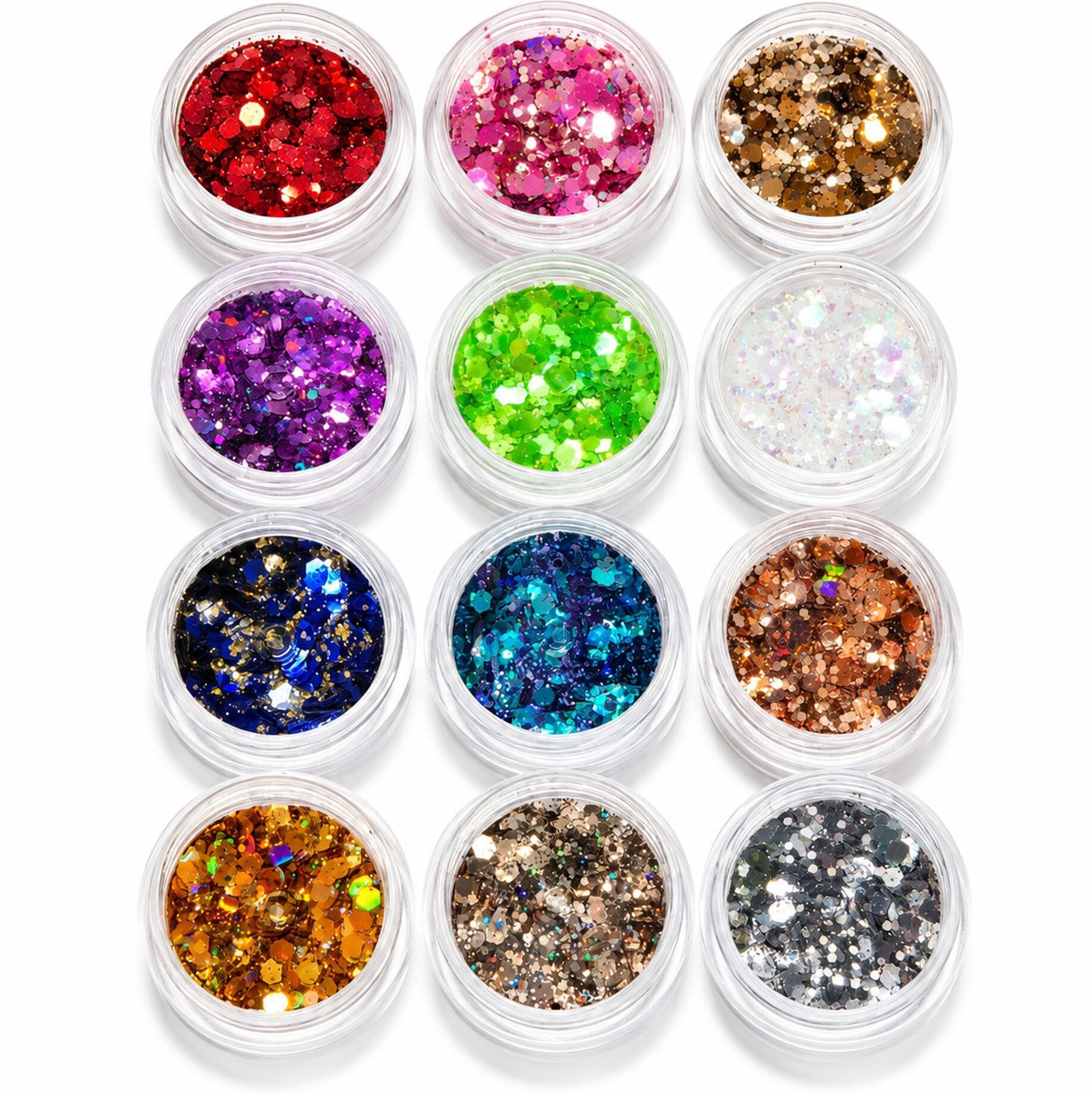 truom Chunky Glitter 12 Pcs Mix Color Combo – Trending Holographic Nails, Face & Body-picture-3
