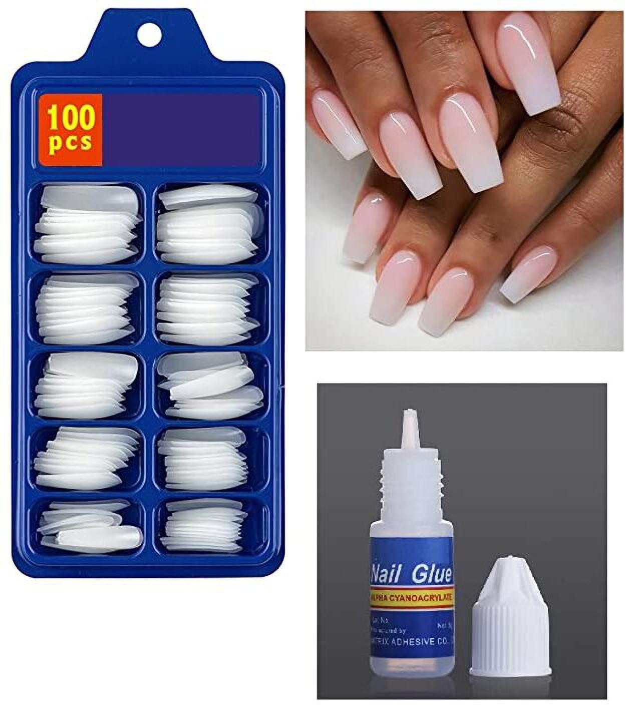 yelgo Artificial Curve Fake Nails with Glue white White image 1