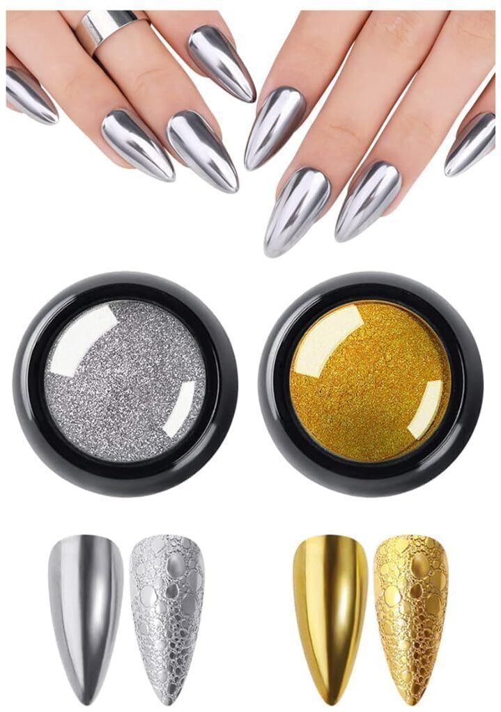 cypat Holographic Nail Powder for Nails Silver & Golden Unicorn Mirror Effect GlitterB-picture-3