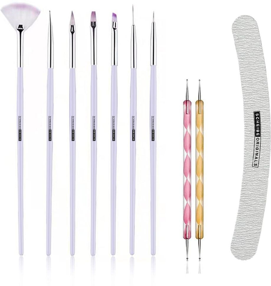 7 pcs Nail art Brush ,2 pcs Dotting Pen and Nail Buffer-image-22