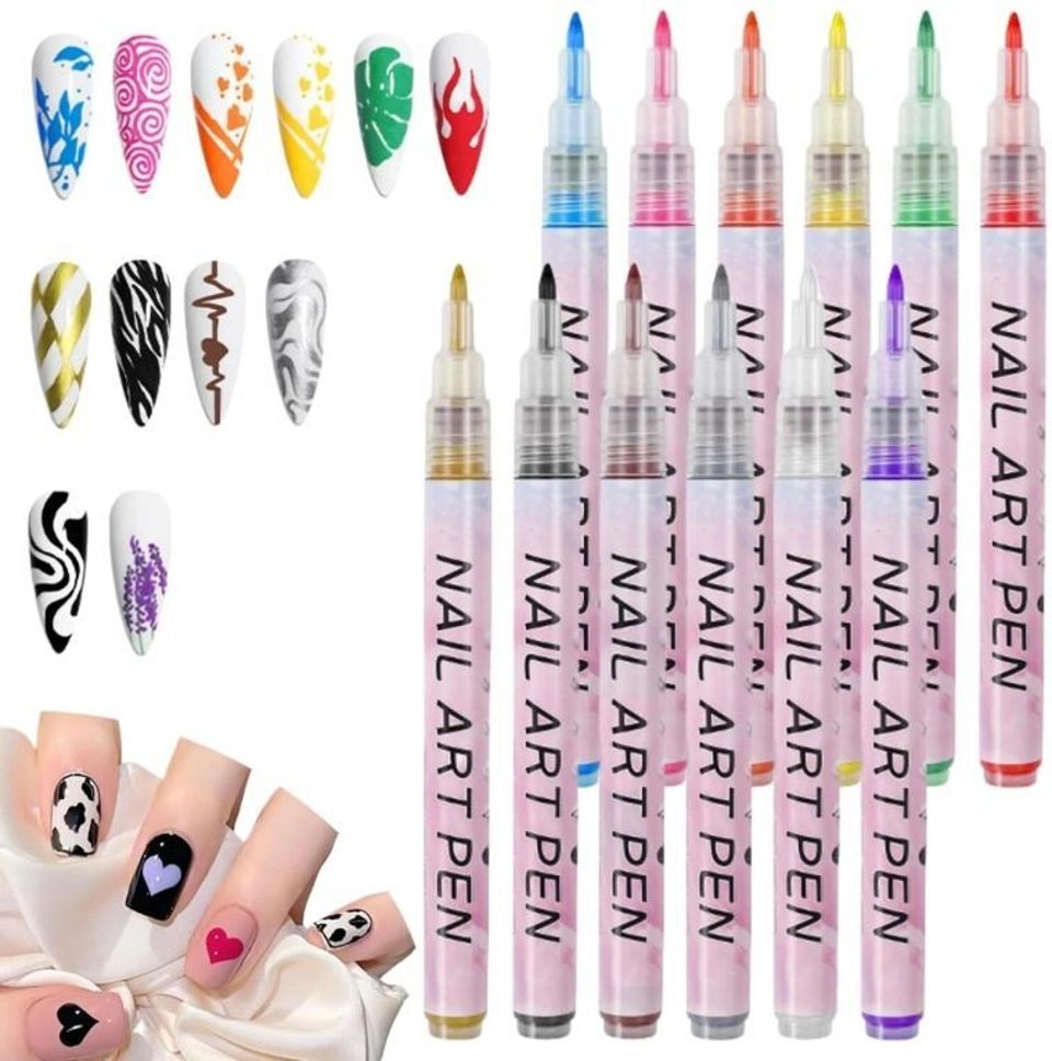 prikzen Nail Art Pen Set, 12 Colours, Nail Design Markers for Nail Design and Decoration-picture-0