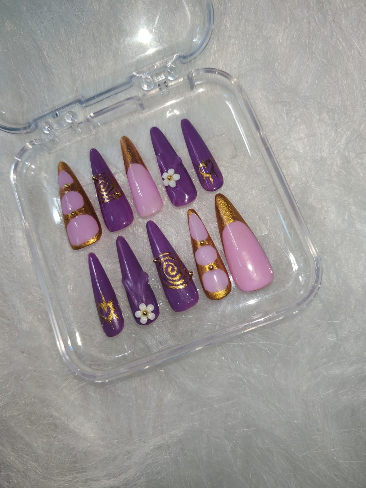 Royal purple pink Stiletto , 10 pcs set.-image-25