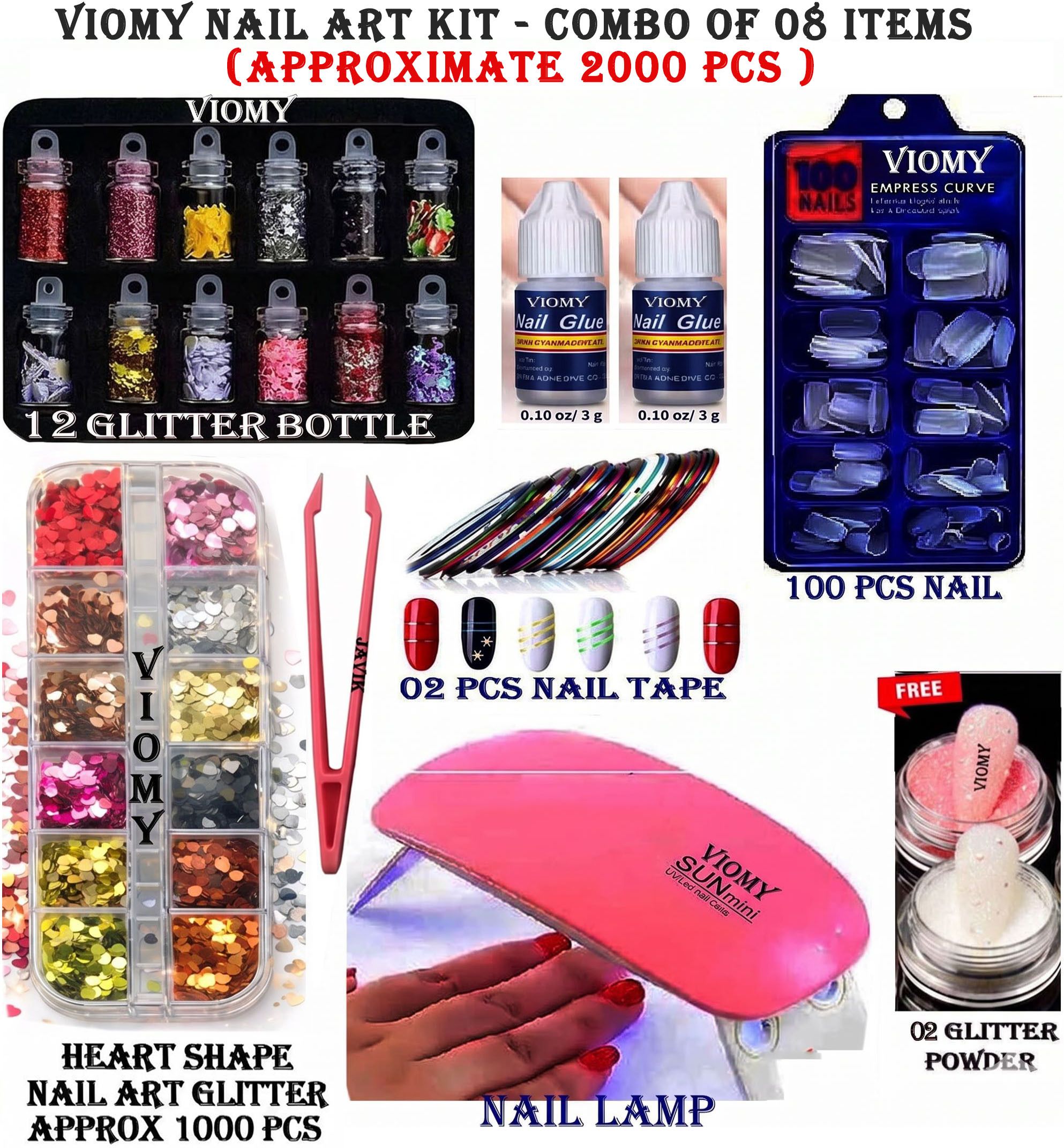 Nail Art Accessories Kit #Nail Art Combo Of 08 Items( Approx. 2000 pcs)-image-40
