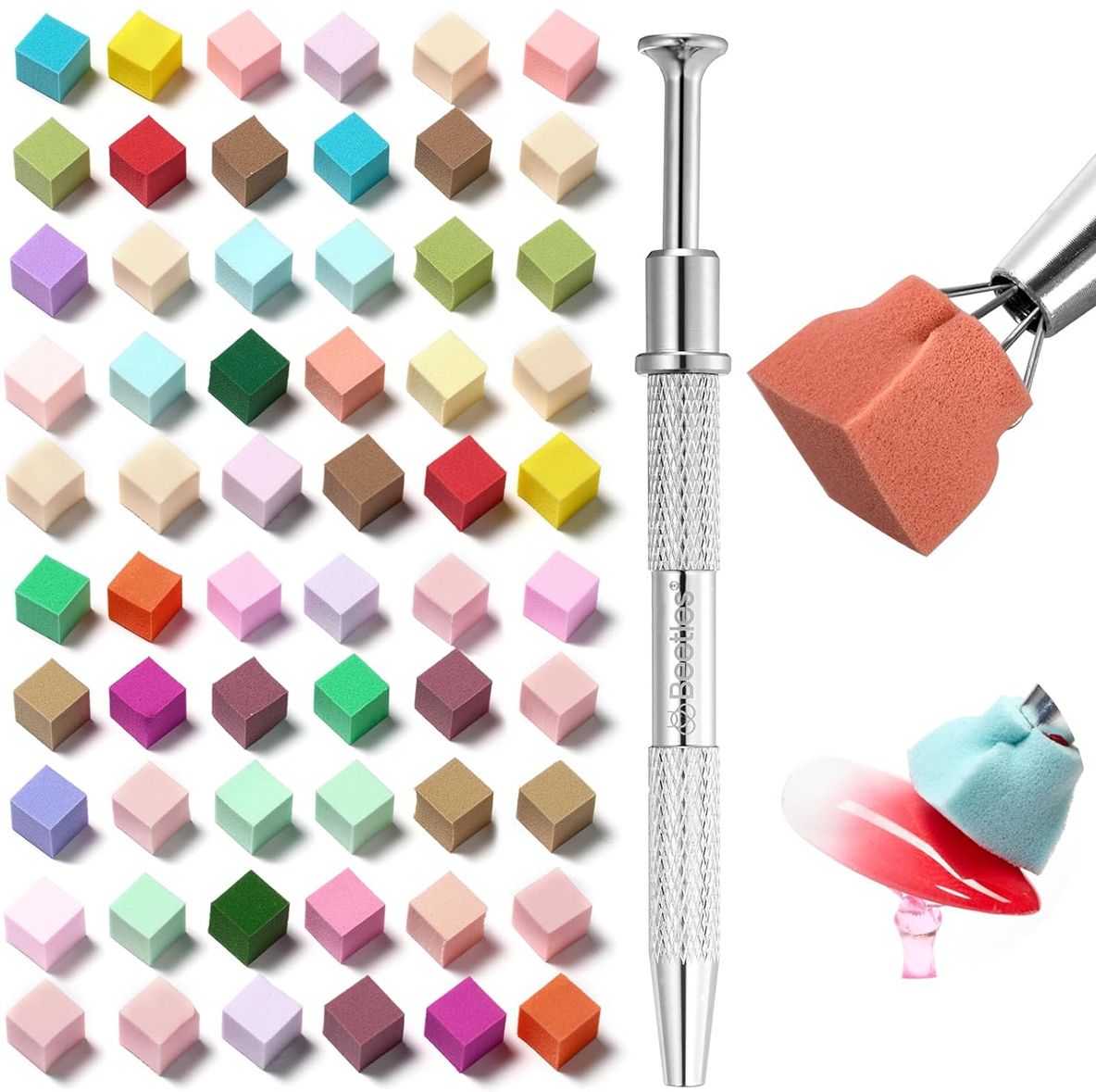 100pcs nail art gradient sponges with storage box and sponge gripper set-image-42