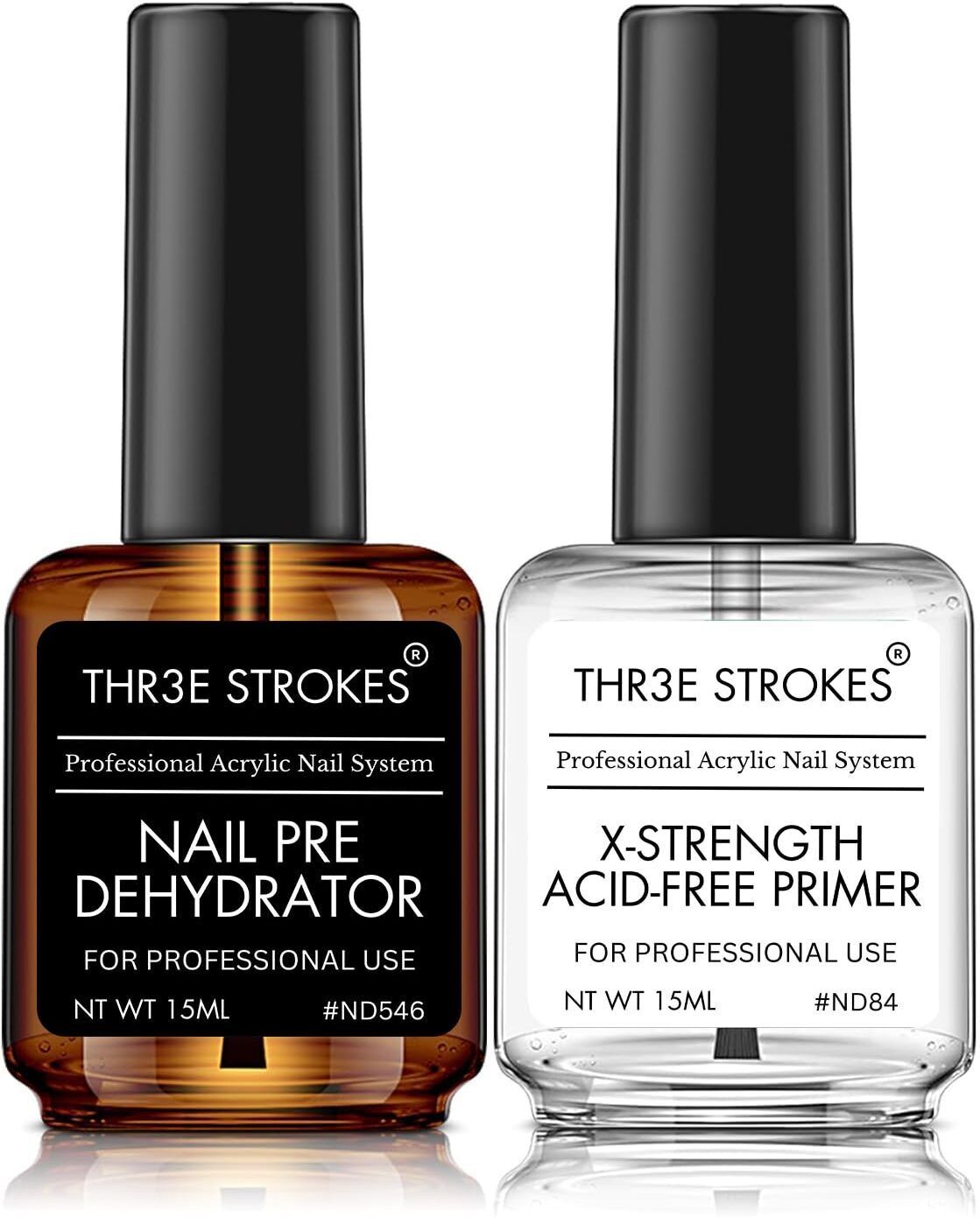 Nail Dehydrator and Primer, Acid Free Natural Nail Prep Dehydrator & Primer Set