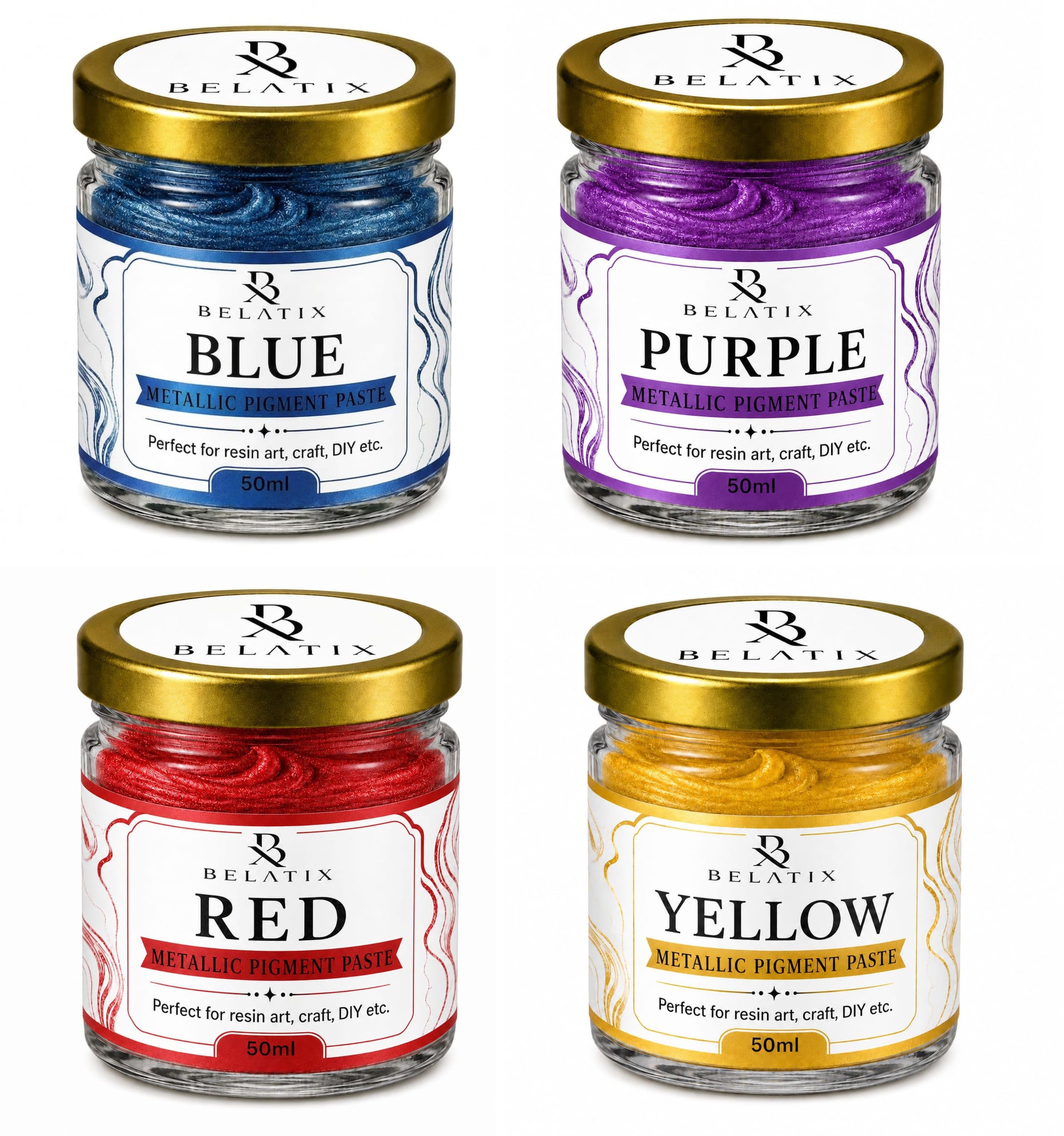 Premium Metallic Pigment Paste Set – 4 Colors x 50 ml Each-image-3