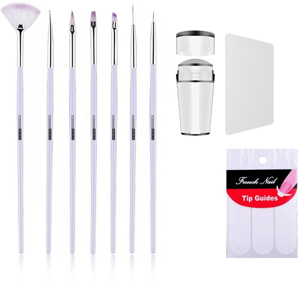 7 pcs Nail art Brush , 1 Nail Tip and Nail Stamp