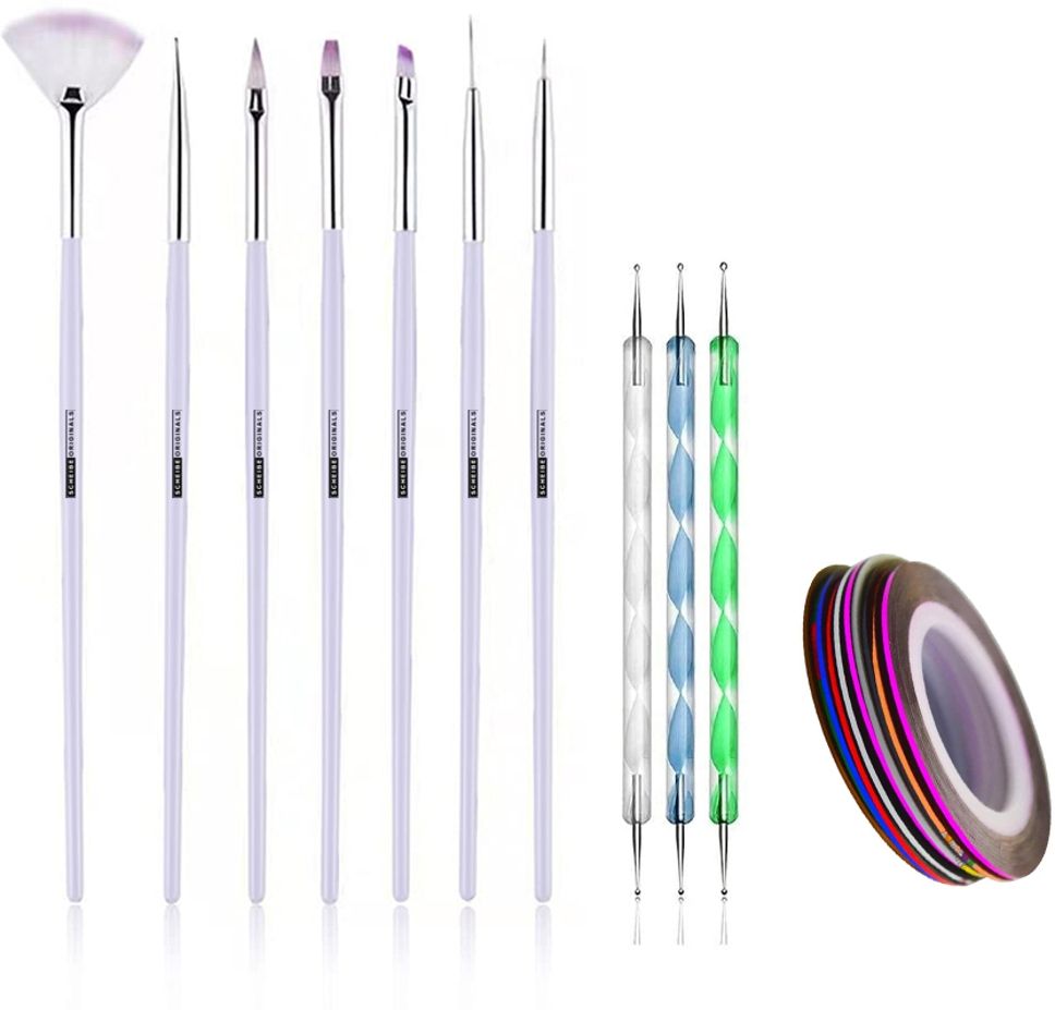 scheibe 7 pcs Nail art Brush ,3 pcs Dotting Pen and 3 pcs Nail Tape-picture-35