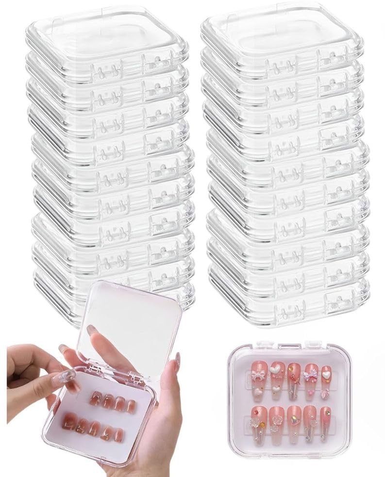 20 PCS Press on Nail Storage Box Nails Display Storage Container Transparent-image-17