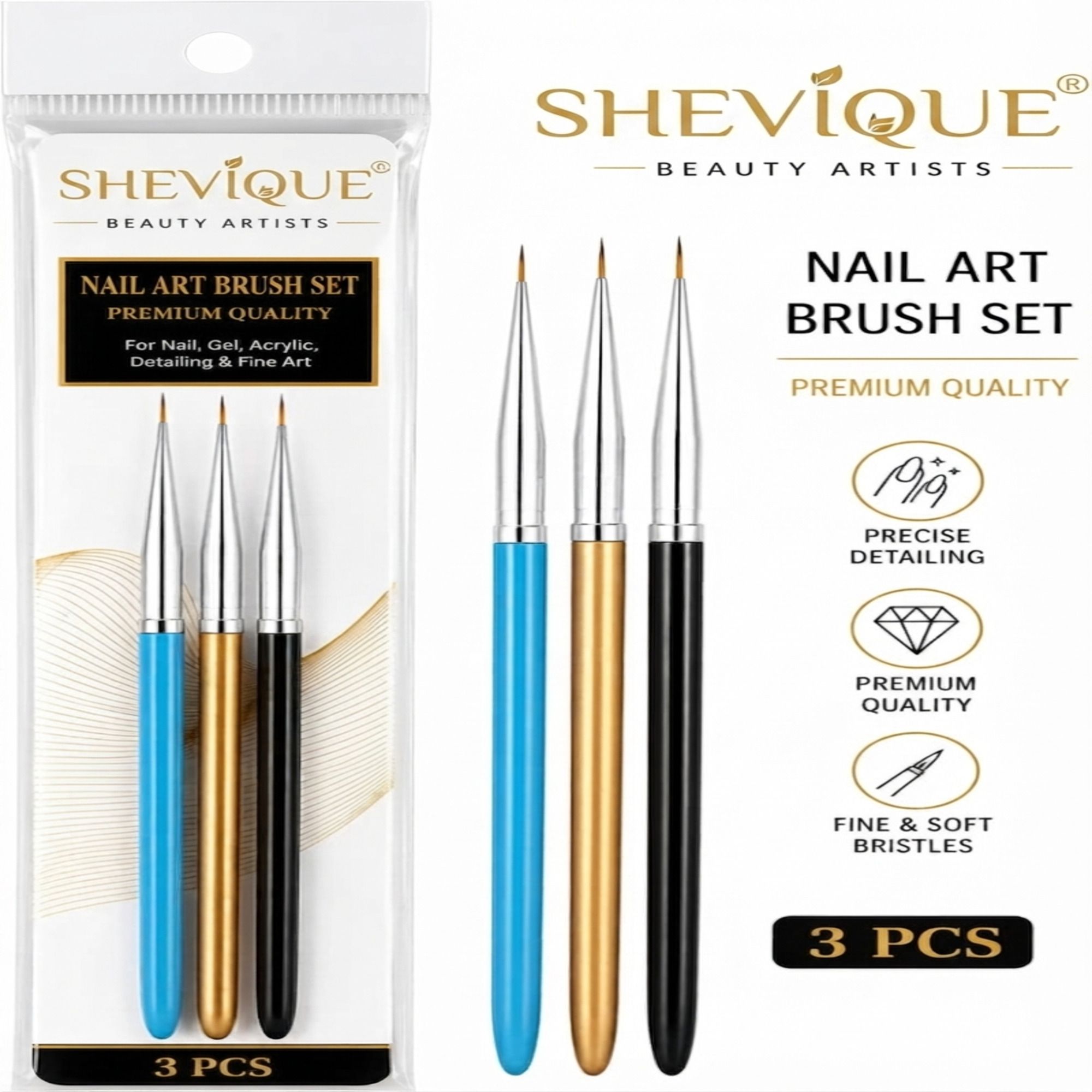 shevique Nail Art Striping Liner Brush Set 3 Pcs for Fine Detail Painting-picture-38