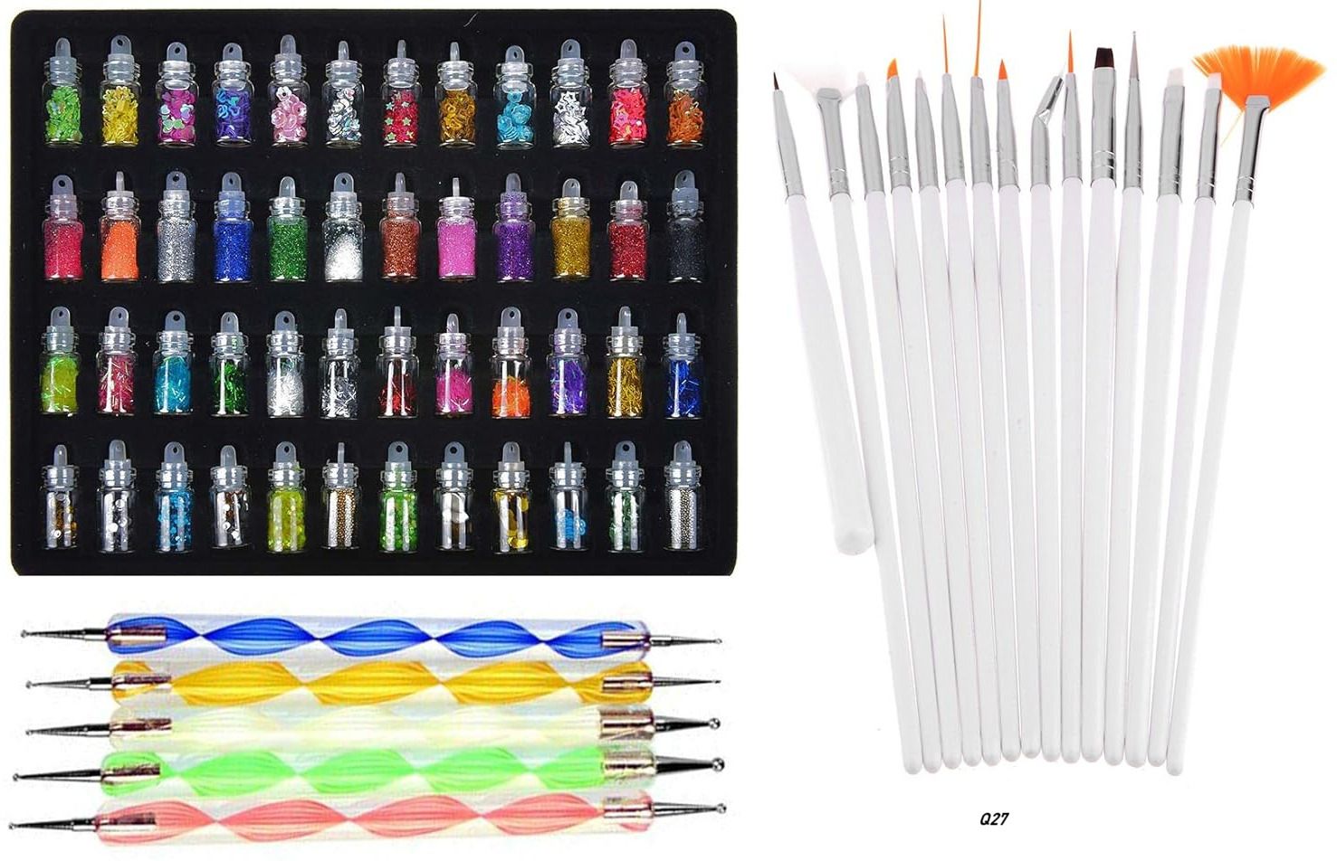 morbee 48PcsNail Art Glitter With15 Pcs Nail Brush & dotting Pen Full Nail Art KitQ27-picture-22