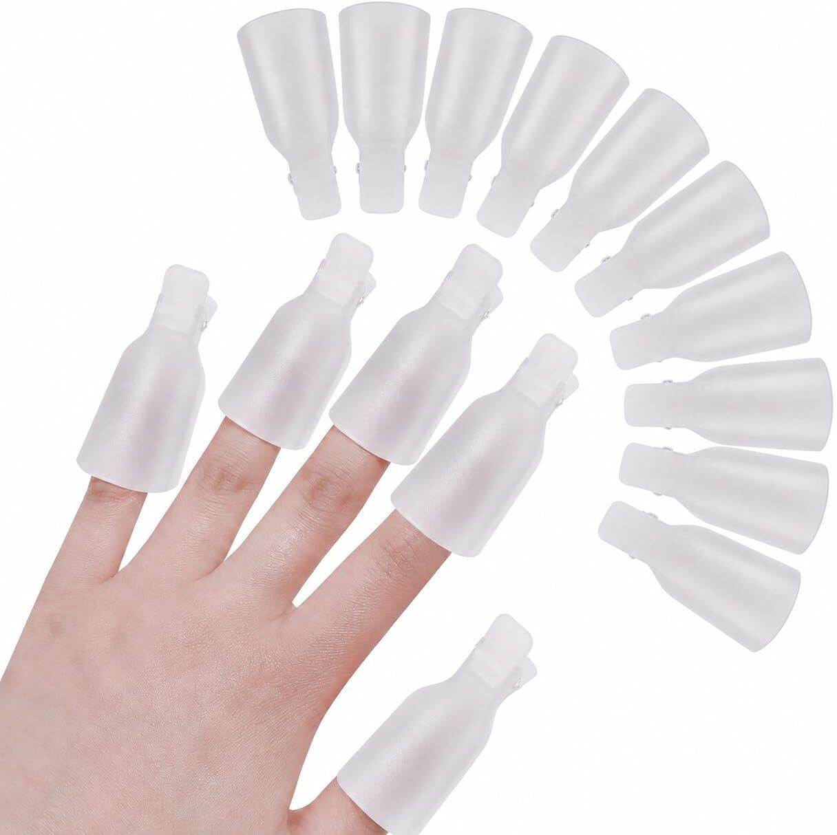 Nail Polish Remover Clips Soak Off Caps Set of 10 | Reusable Acetone Wraps, UV-image-2