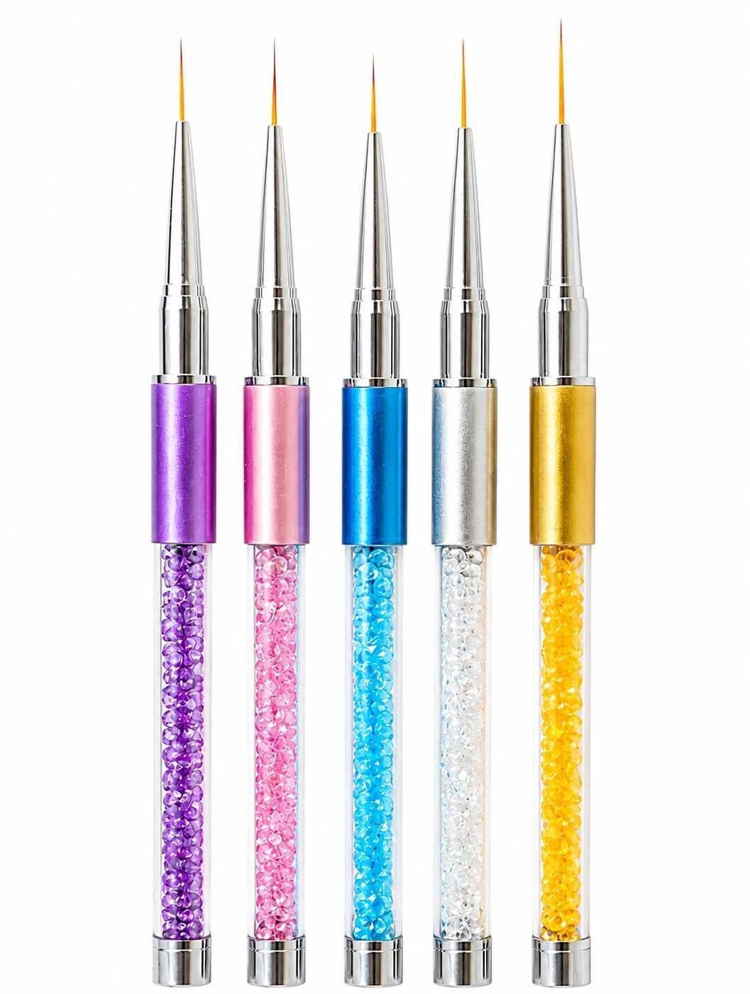 lukaf 5 Pcs Nail Art Liner Brush Set with Crystal Handle for Gel & Acrylic-picture-49
