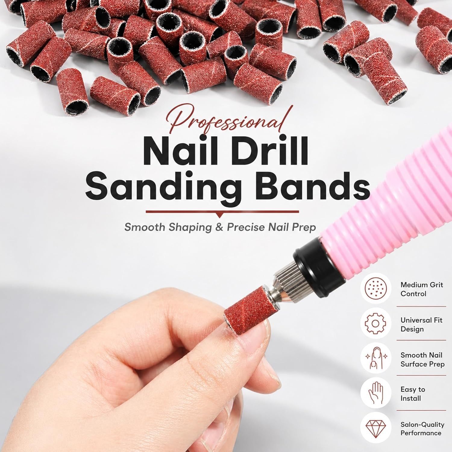 Nail Drill Bits Sanding Bands 100 Pcs 80# Coarse Grit For Electric Nail Machine-image-13