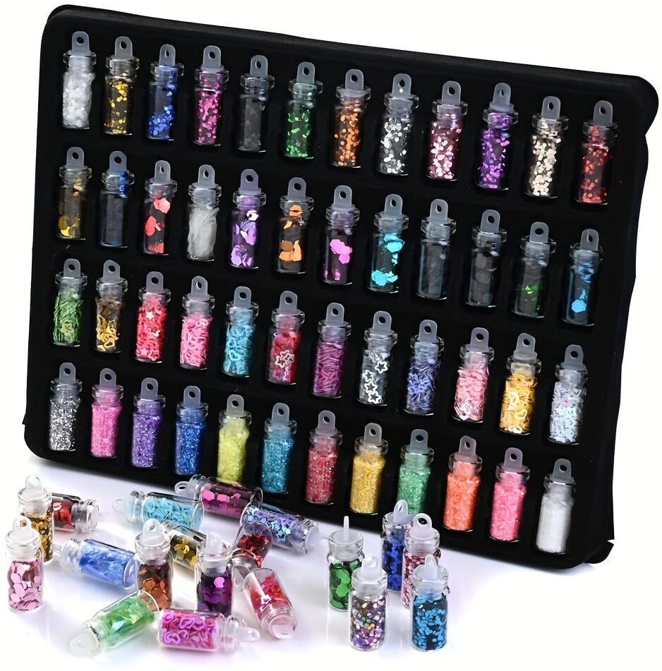 miss hot 48 in 1 Set of 3D Nail Art Glitter Bottle, Sequins, Rhinestones, Beads-picture-14