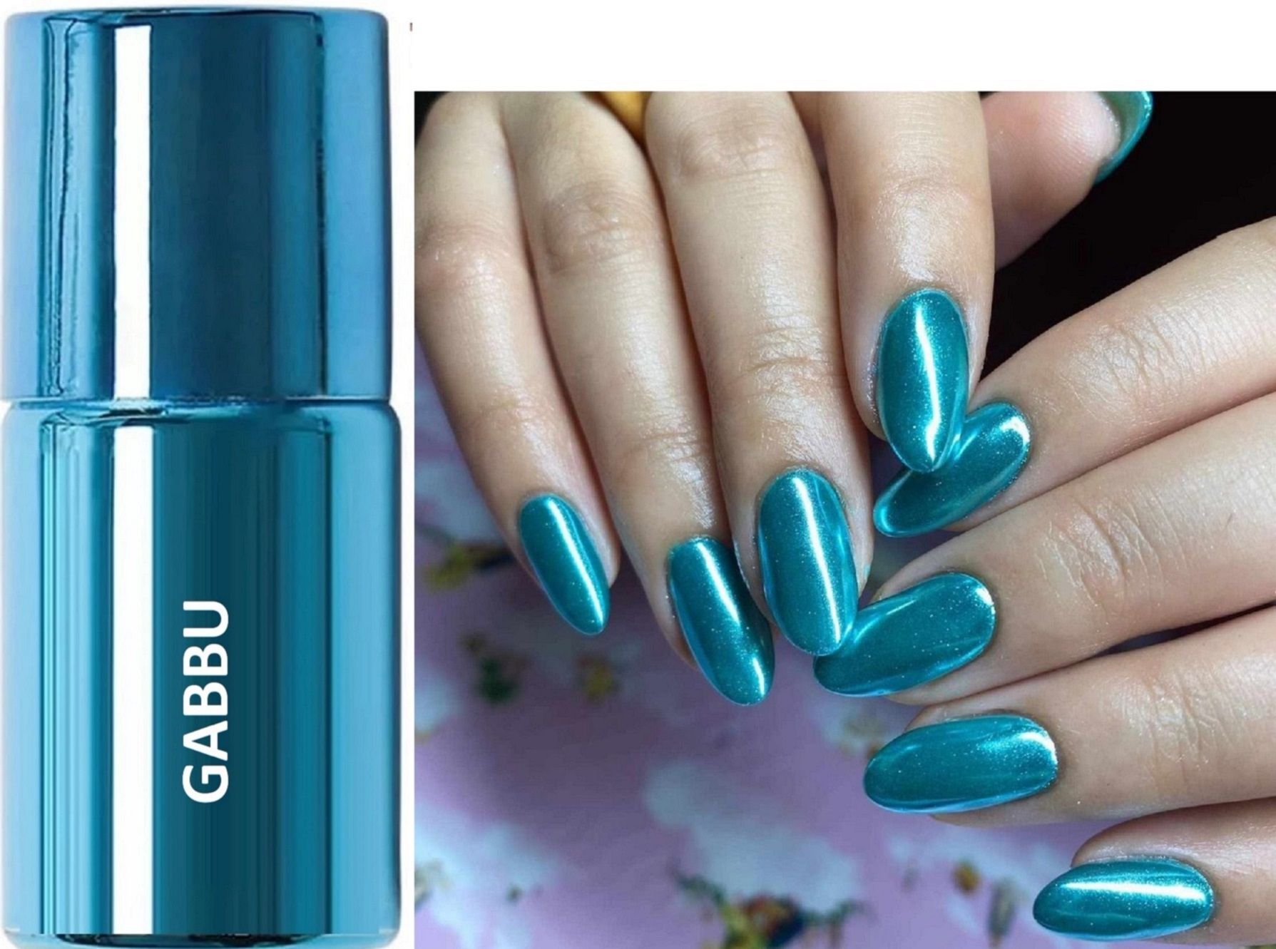 gabbu Metallic, Mirror-Nail-Polish Long Lasting, Nail Polish-Sky Blue-picture-42