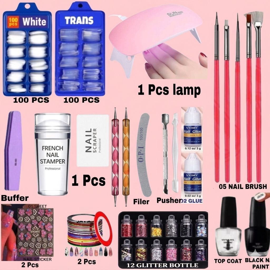 Ultimate Nail Art Kit with 200 Nail Tips and UV Lamp-image-16