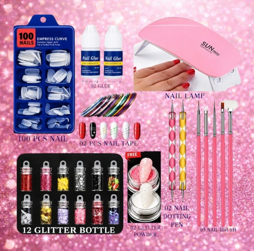 Decorative Nail Styling Kit with Artificial Nail Extensions and Accessories-image-8