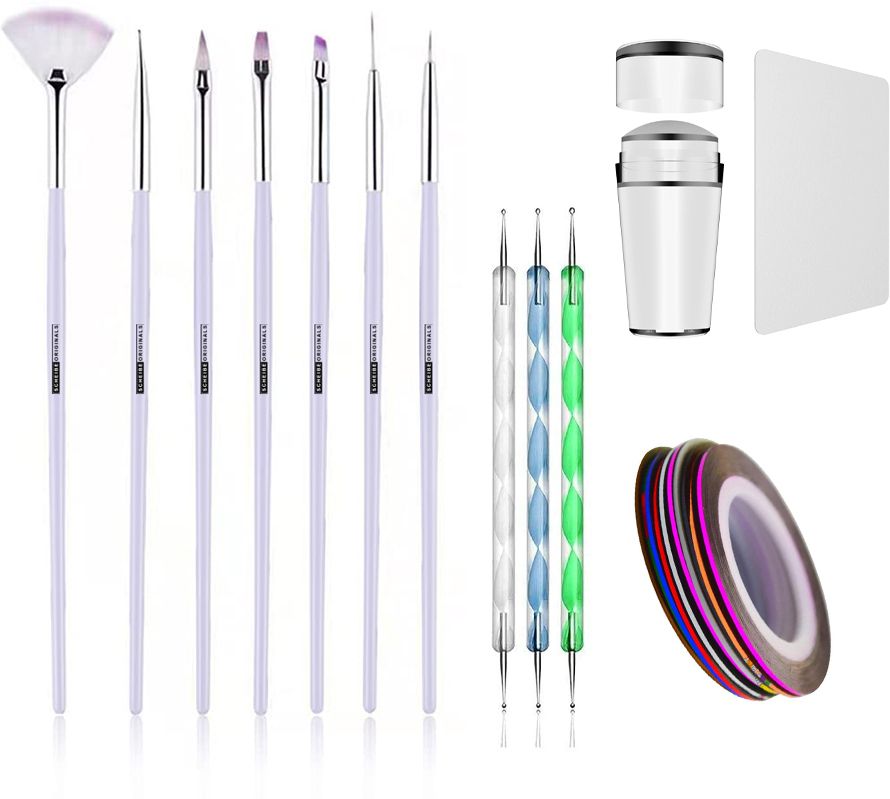 scheibe 7 Nail Brush, 3 Dotting Pen,3 Nail Tape and Nail Stamp-picture-46