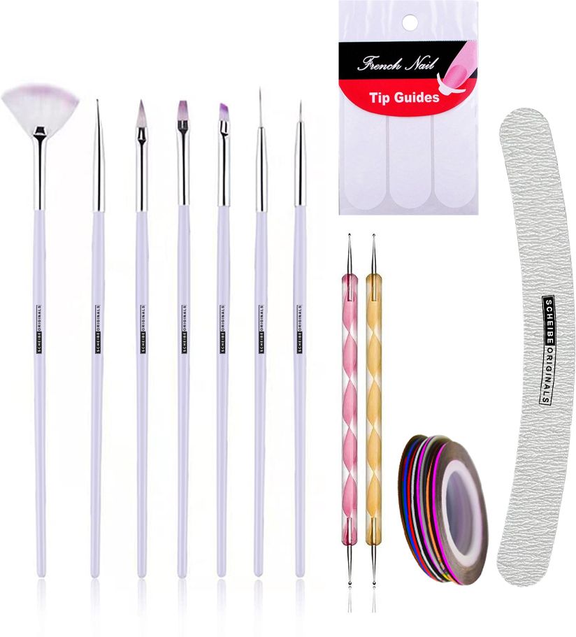 7 Nail Brush, 2 Dotting Pen, 3 Nail Tape,1 tip and 1 Nail Buffer-image-32
