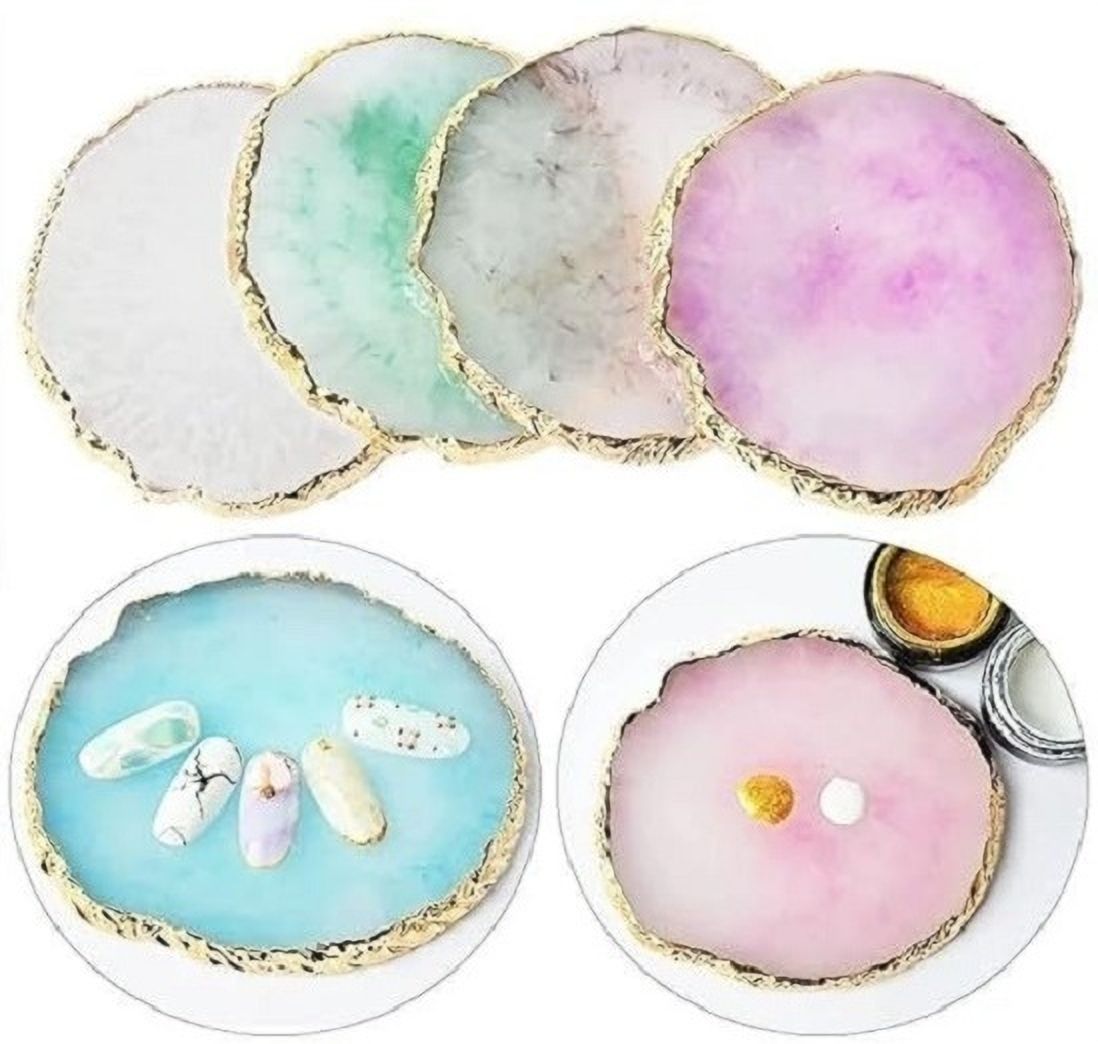 NailArt Palettes Nail Mixing Palette Polish Color Mixing Plate Golden Edge Resin-image-12