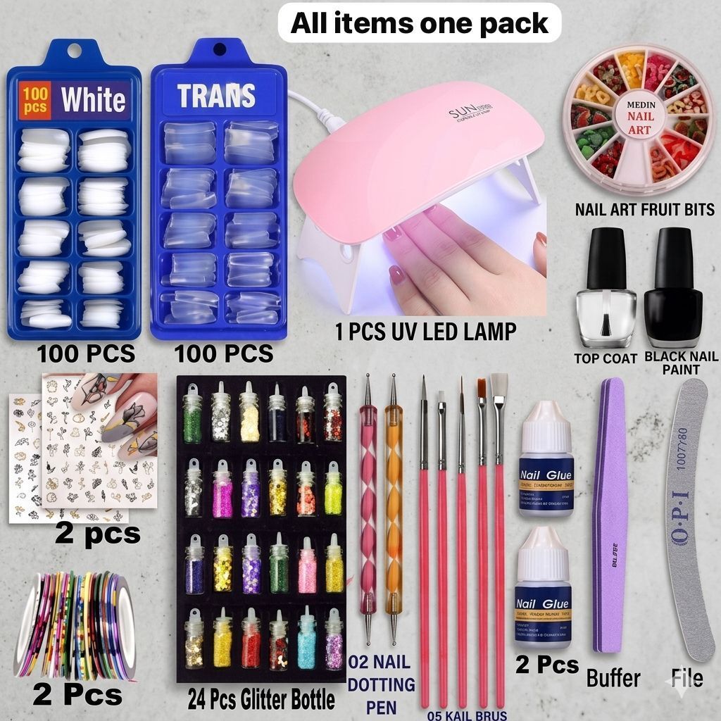 All-in-One Nail Art Kit with False Nails and Design Accessories-image-16